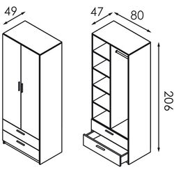 Шкаф Modern Andi 80cm (White/Craft Oak Gray) Thumb