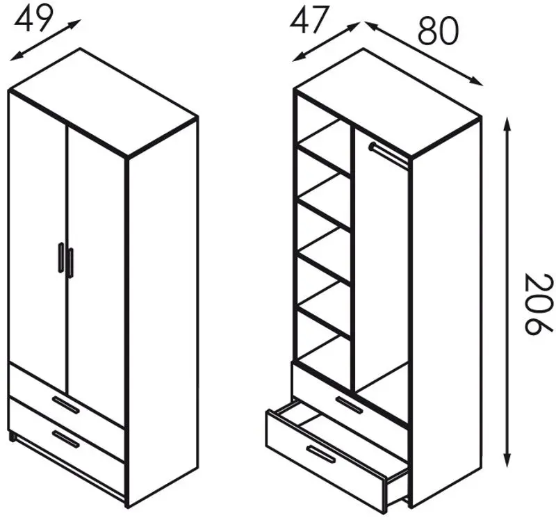 Шкаф Modern Andi 80cm (Craft Oak Gray/White)