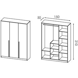 Dulap Modern Kenon 150cm (Craft Oak White) Thumb