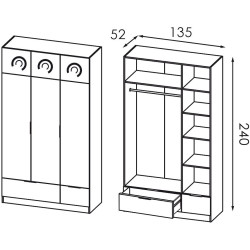Dulap Modern Komfort 135cm (Iron Stone) Thumb