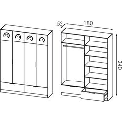 Шкаф Modern Komfort 180cm (Craft Oak Gray/White) Thumb