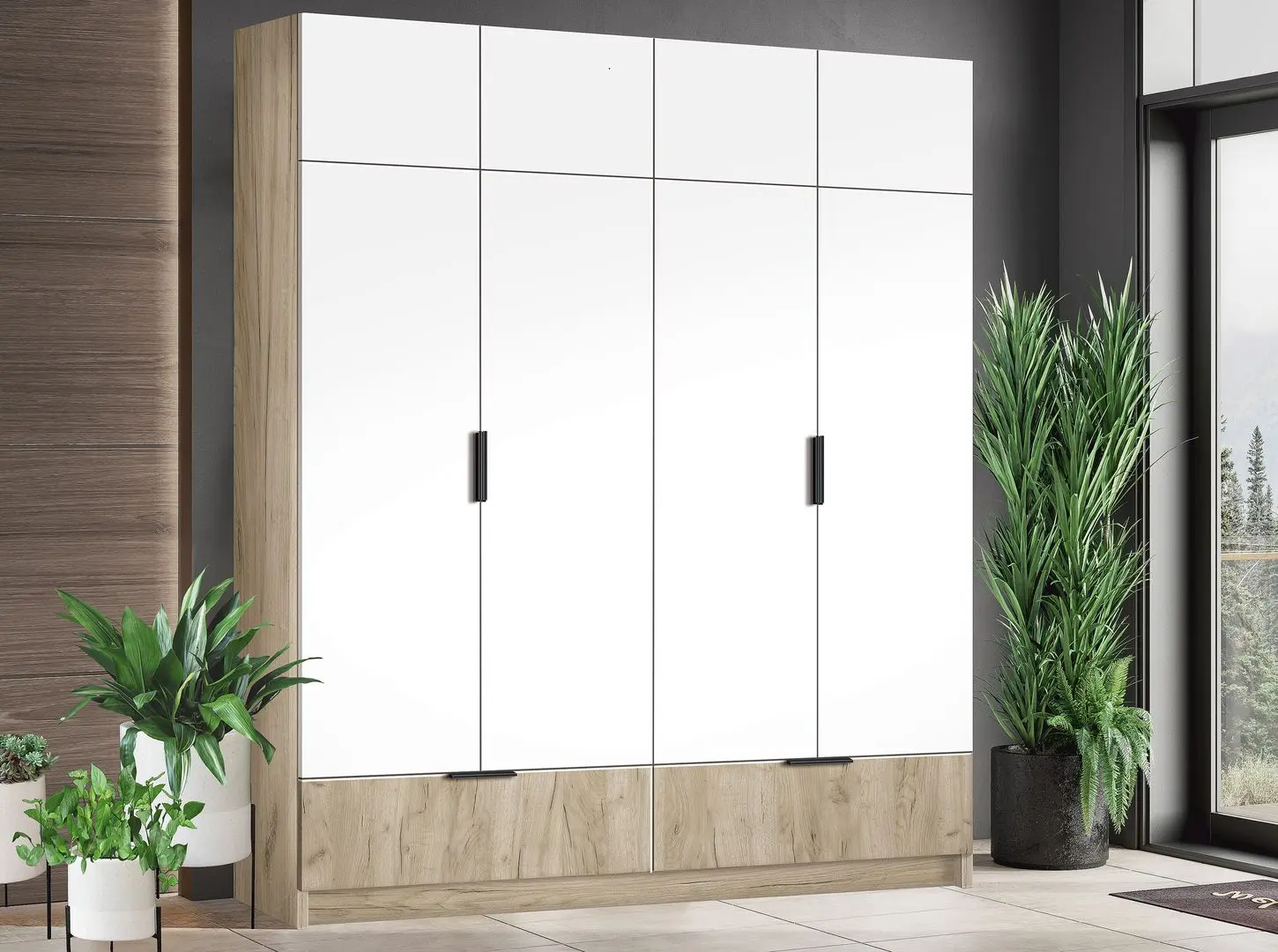 Шкаф Modern Komfort 180cm (Craft Oak Gray/White)