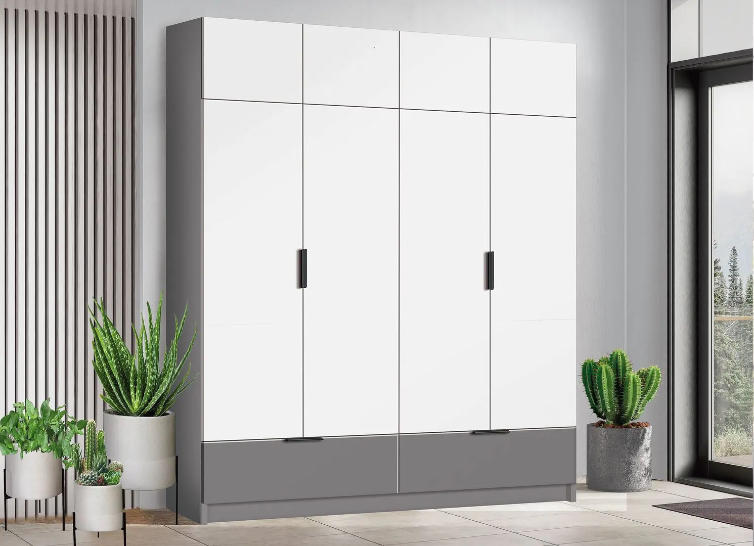 Шкаф Modern Komfort 180cm (Slate Gray/White)