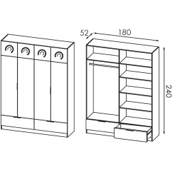 Dulap Modern Komfort 180cm (Iron Stone) Thumb