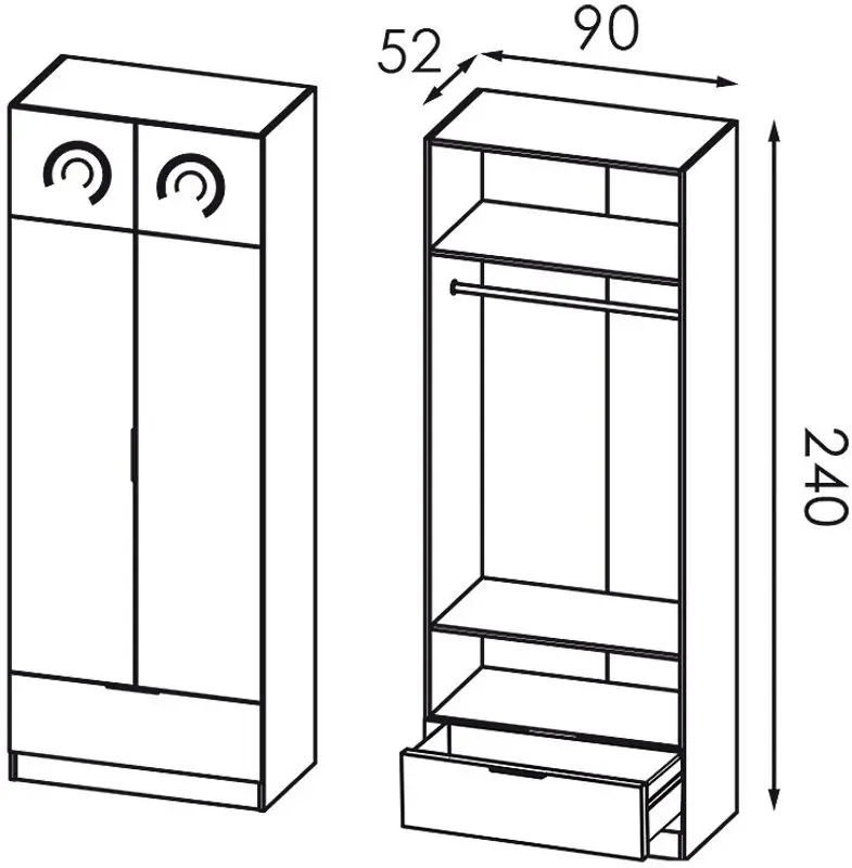 Шкаф Modern Komfort 90cm (Craft Oak Gray/White)