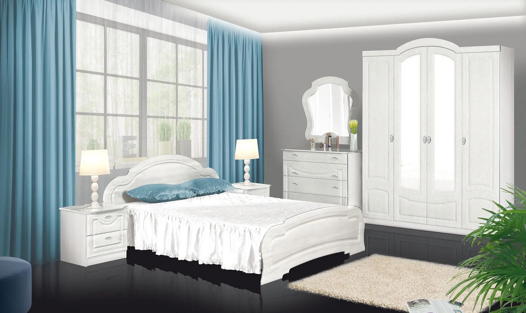 Шкаф Modern Sonata 156cm (White/Cream Brush) - 3