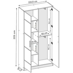 Dulap Prime Furniture Eden 1 SZ2DE 104.8 (White/Black) Thumb