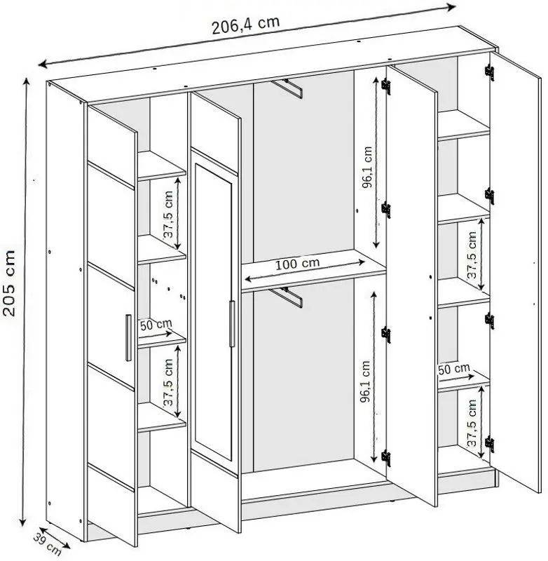 Dulap Prime Furniture Eden 1 SZ4DE 206.4 (Craft Oak Golden)