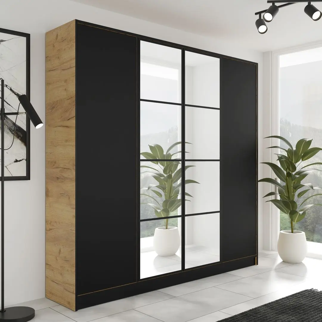 Dulap Prime Furniture Eden 1 SZ4DE 206.4 (Craft Oak Golden/Black)