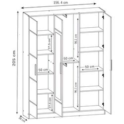 Dulap Prime Furniture Roj 3D 157 with decorative stripes (Craft Golden Oak/Black) Thumb