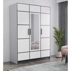 Dulap Prime Furniture Roj 3D 157 with decorative stripes (White/Black)