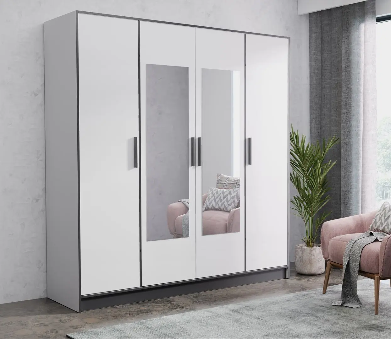 Dulap Prime Furniture Roj 4D 207 (White/Black)