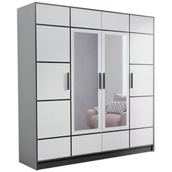 Шкаф Prime Furniture Roj 4D 207 with decorative stripes (White/Black) Thumb