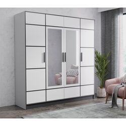 Dulap Prime Furniture Roj 4D 207 with decorative stripes (White/Black)