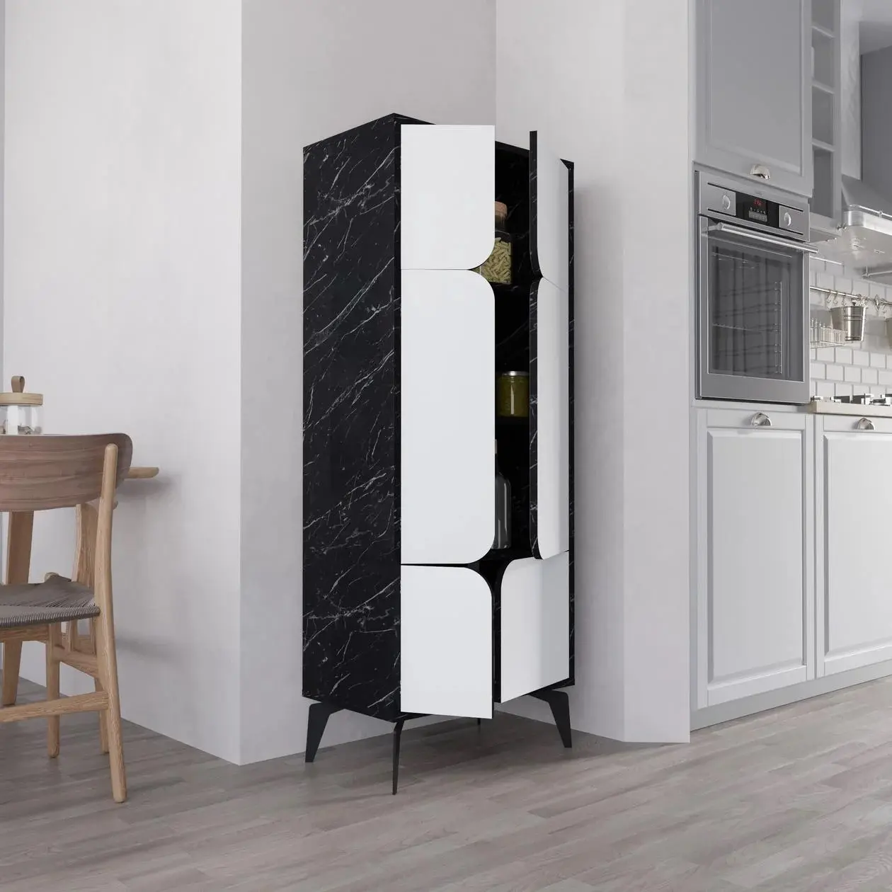 Шкаф Showdeko Spark (Black Marble/White) - 3