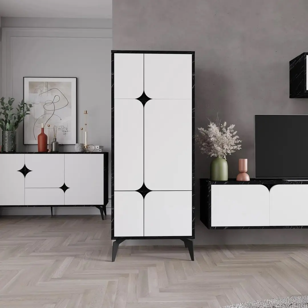 Шкаф Showdeko Spark (Black Marble/White)