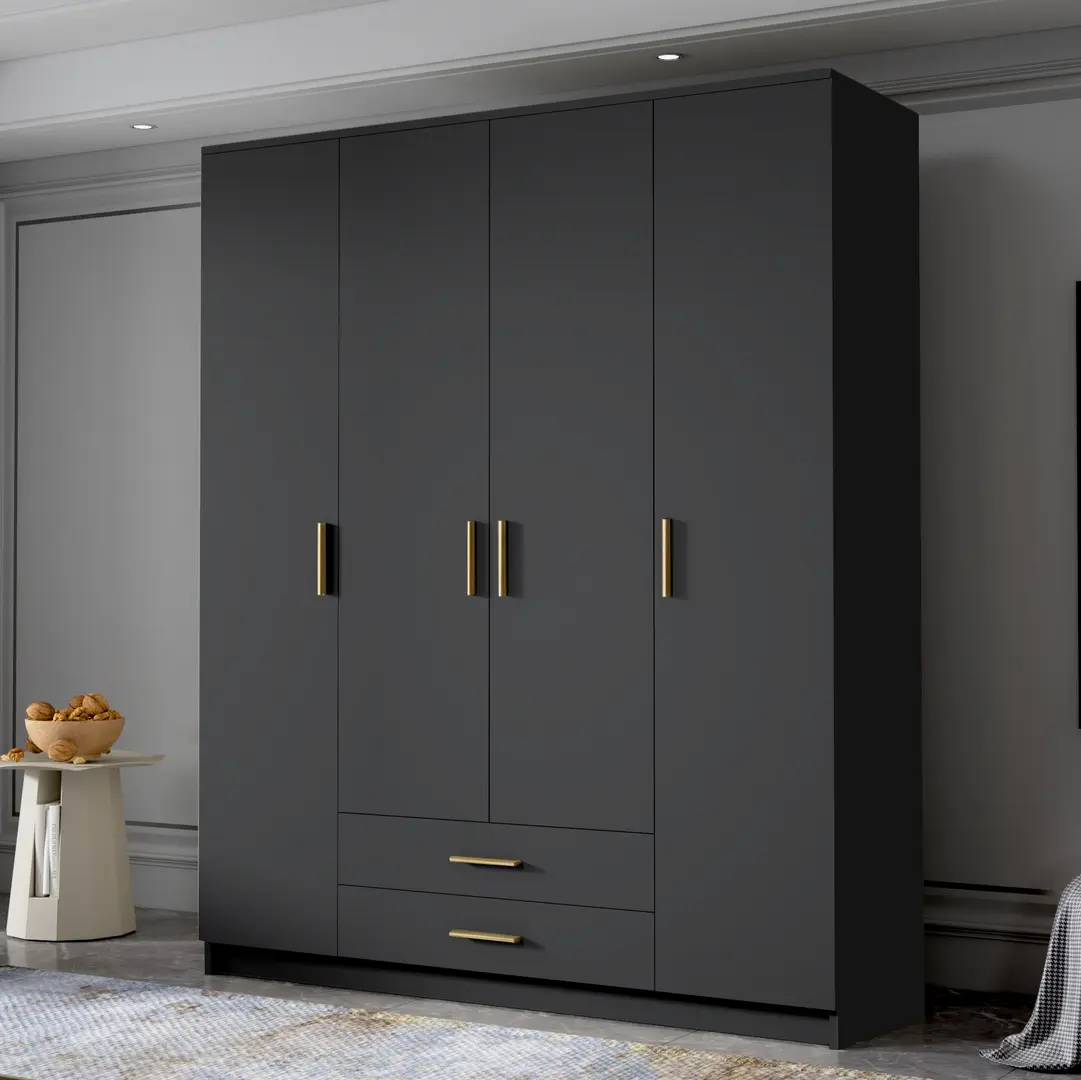 Dulap Space Meble Adrianna I 160 (Black/Gold)