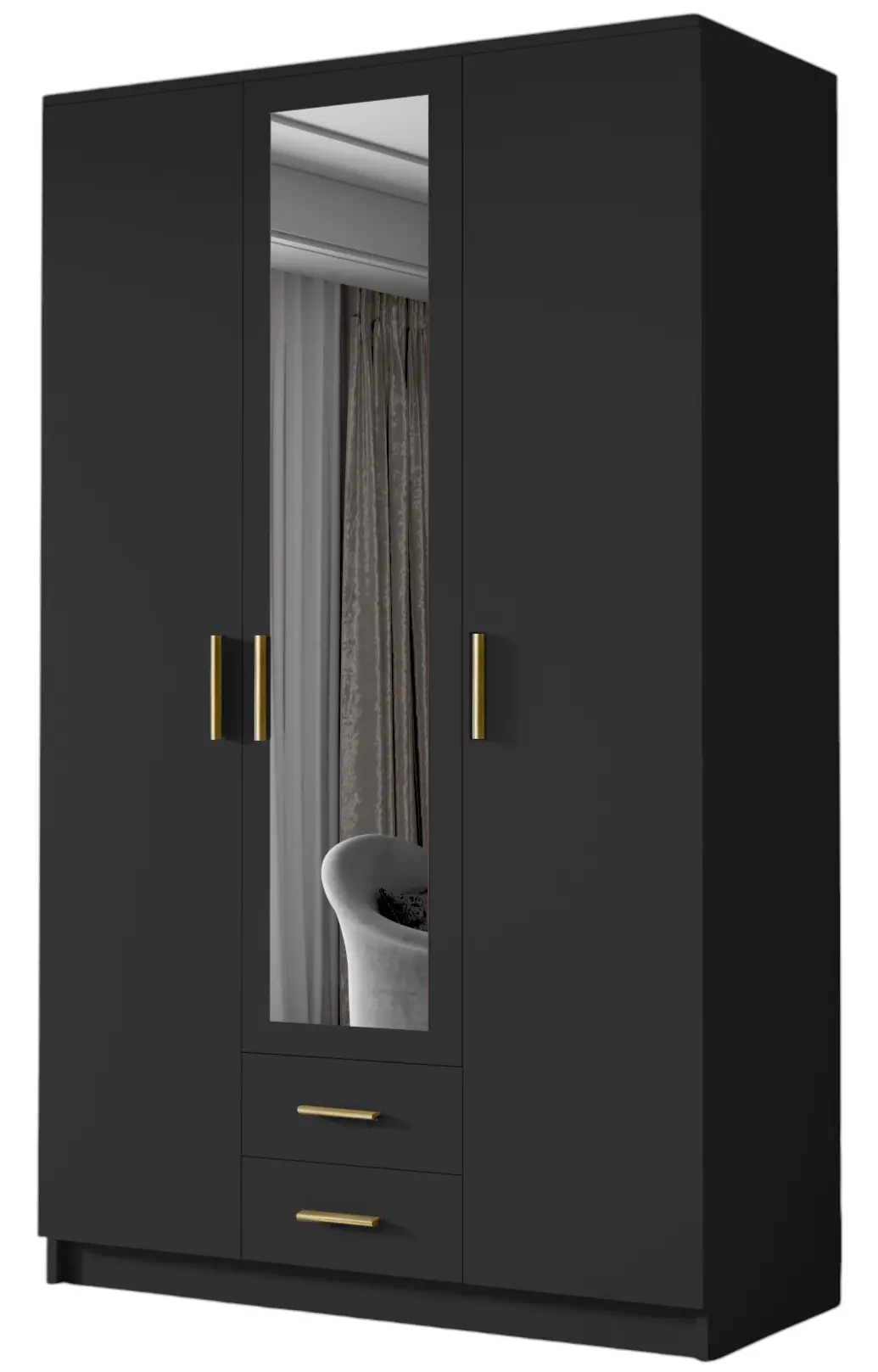 Dulap Space Meble Adrianna II 120 (Black/Gold) - 2