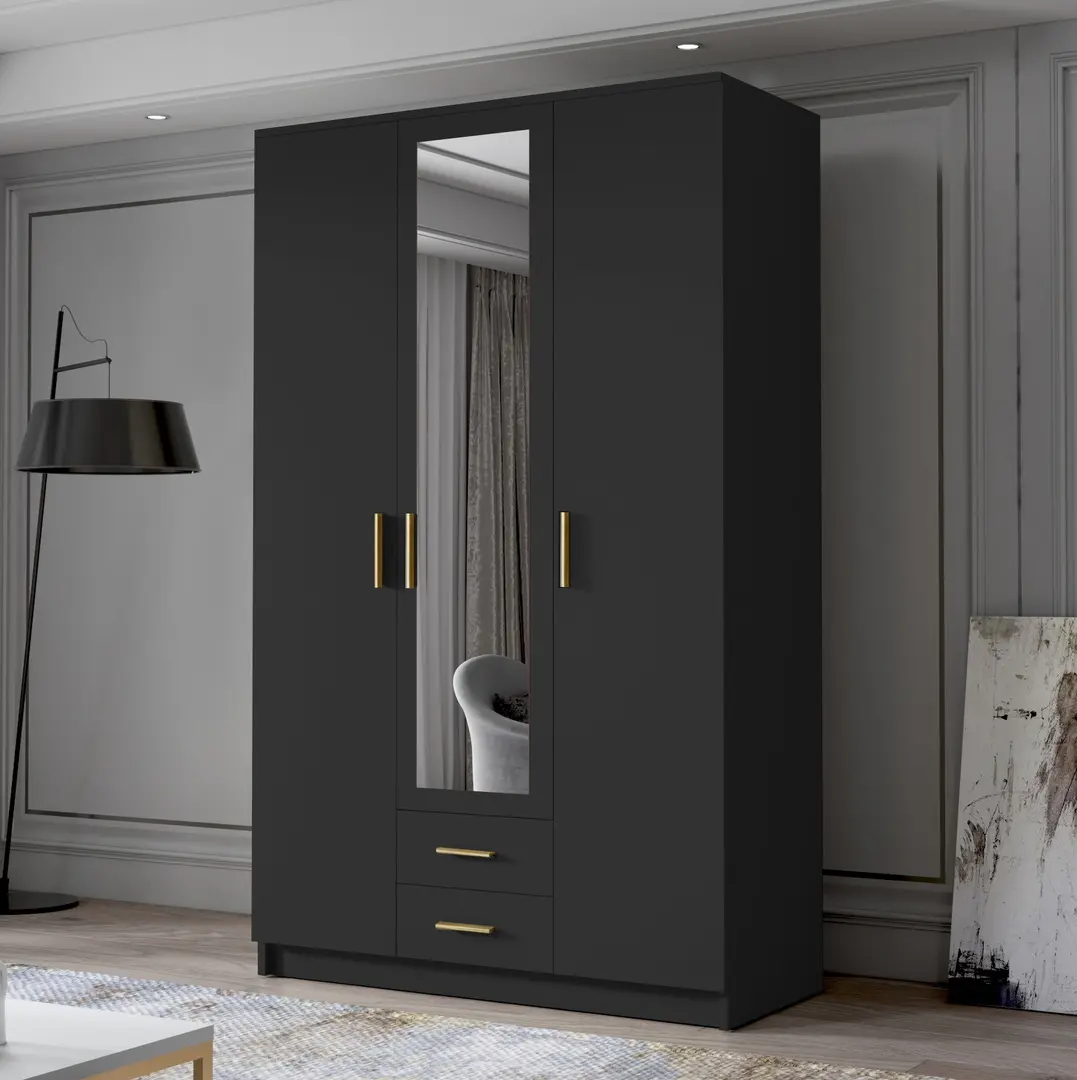 Dulap Space Meble Adrianna II 120 (Black/Gold)