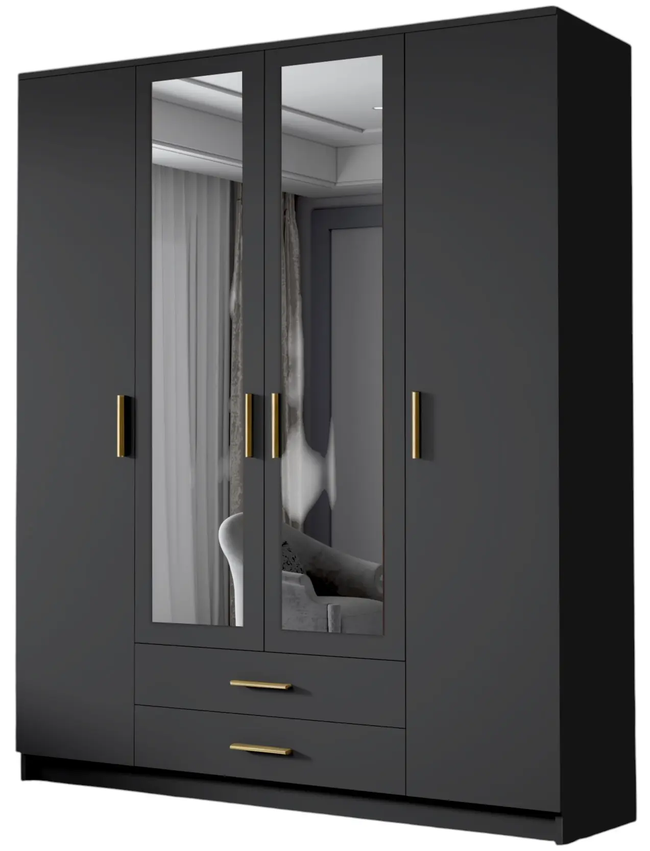 Dulap Space Meble Adrianna II 160 (Black/Gold) - 2