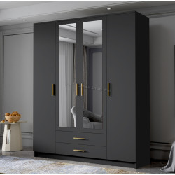 Dulap Space Meble Adrianna II 160 (Black/Gold)