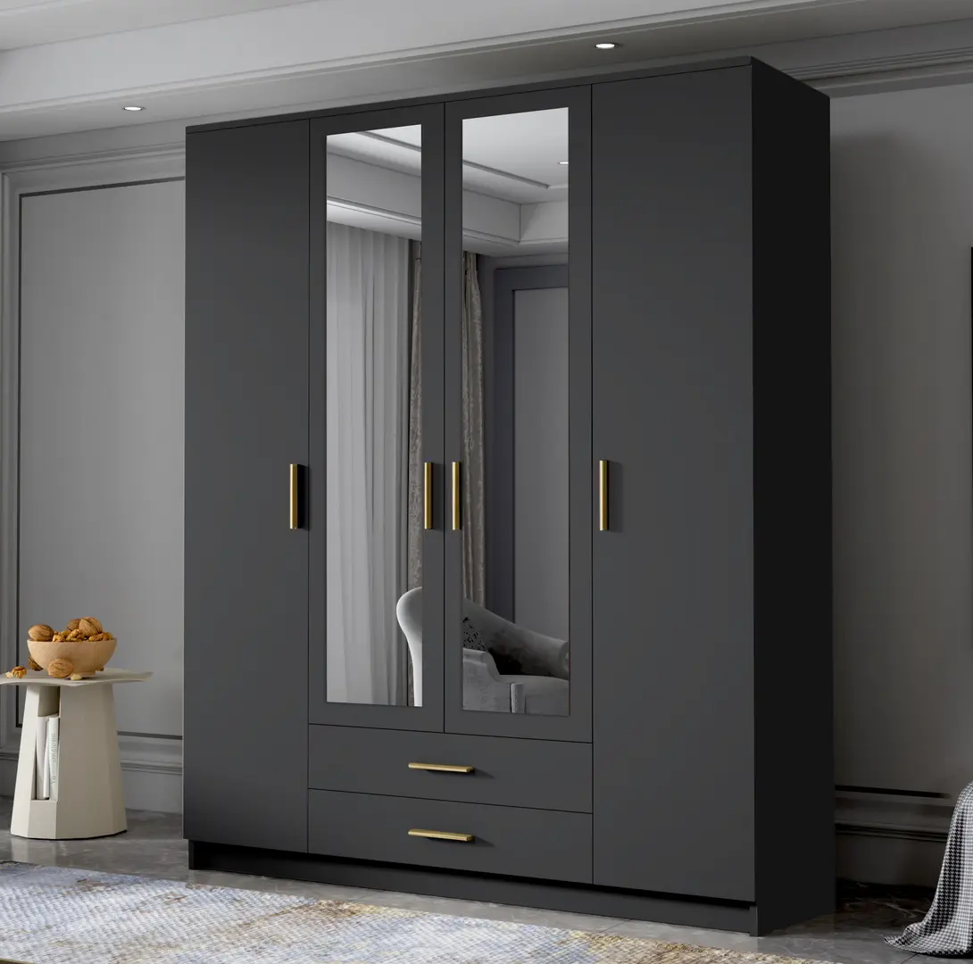 Dulap Space Meble Adrianna II 160 (Black/Gold)