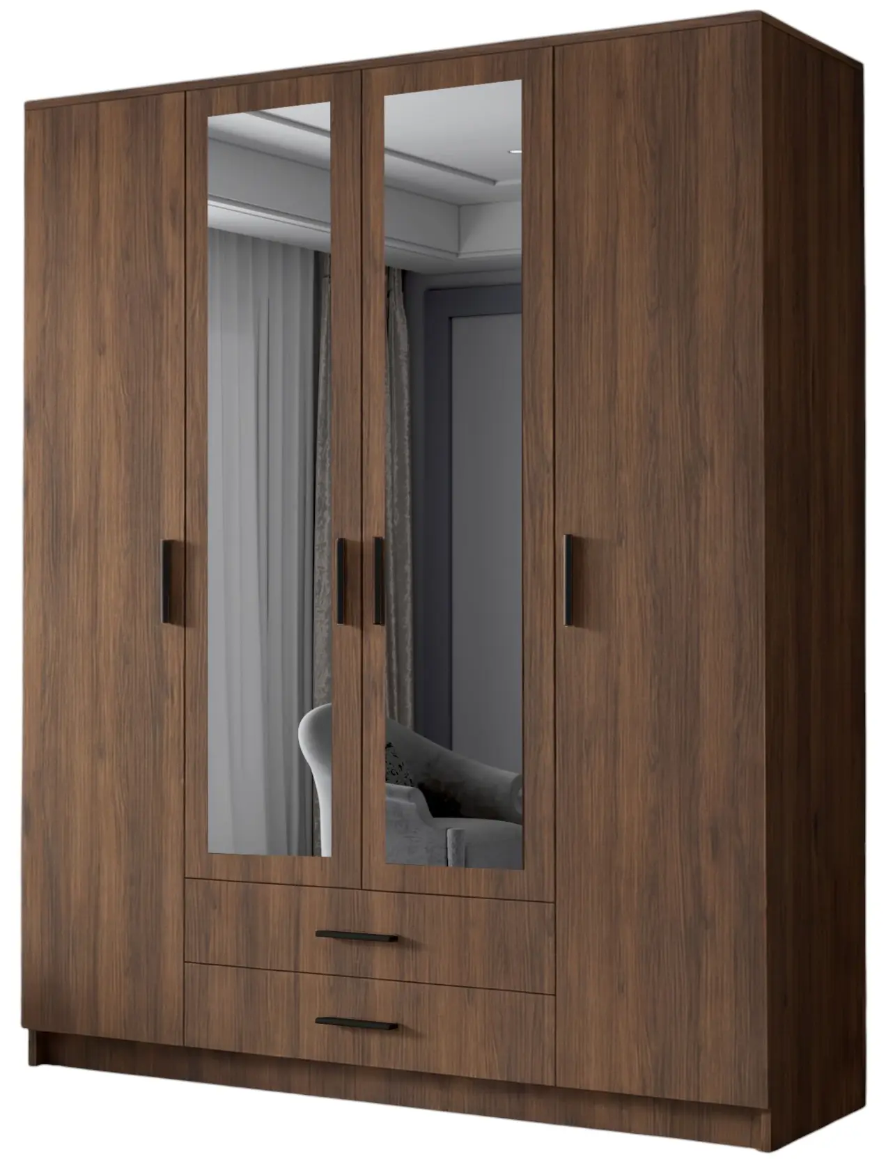 Dulap Space Meble Adrianna II 160 (Walnut/Black) - 2