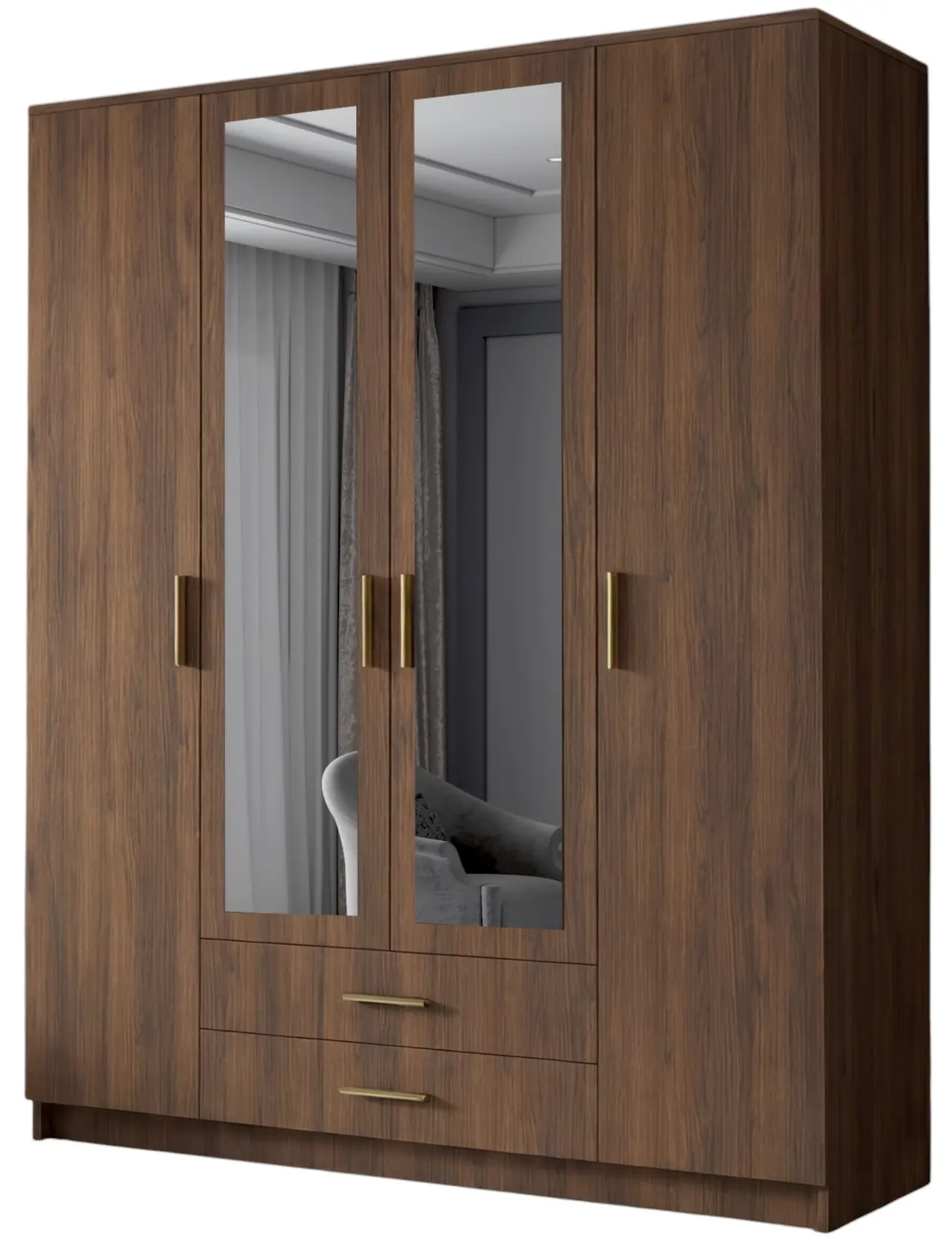 Dulap Space Meble Adrianna II 160 (Walnut/Gold) - 2