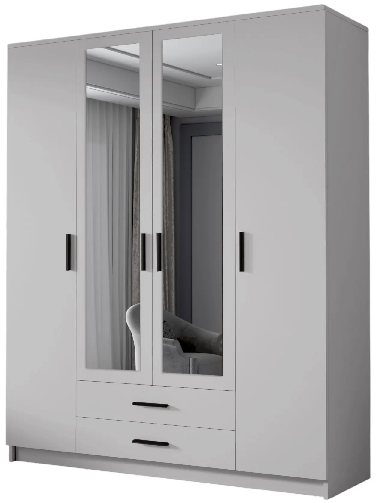 Dulap Space Meble Adrianna II 160 (White/Black) - 2