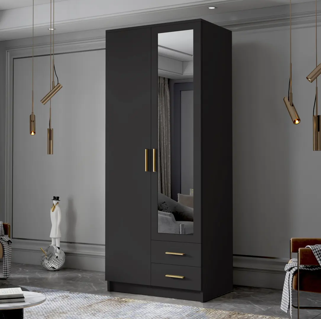 Dulap Space Meble Adrianna II 80 (Black/Gold)