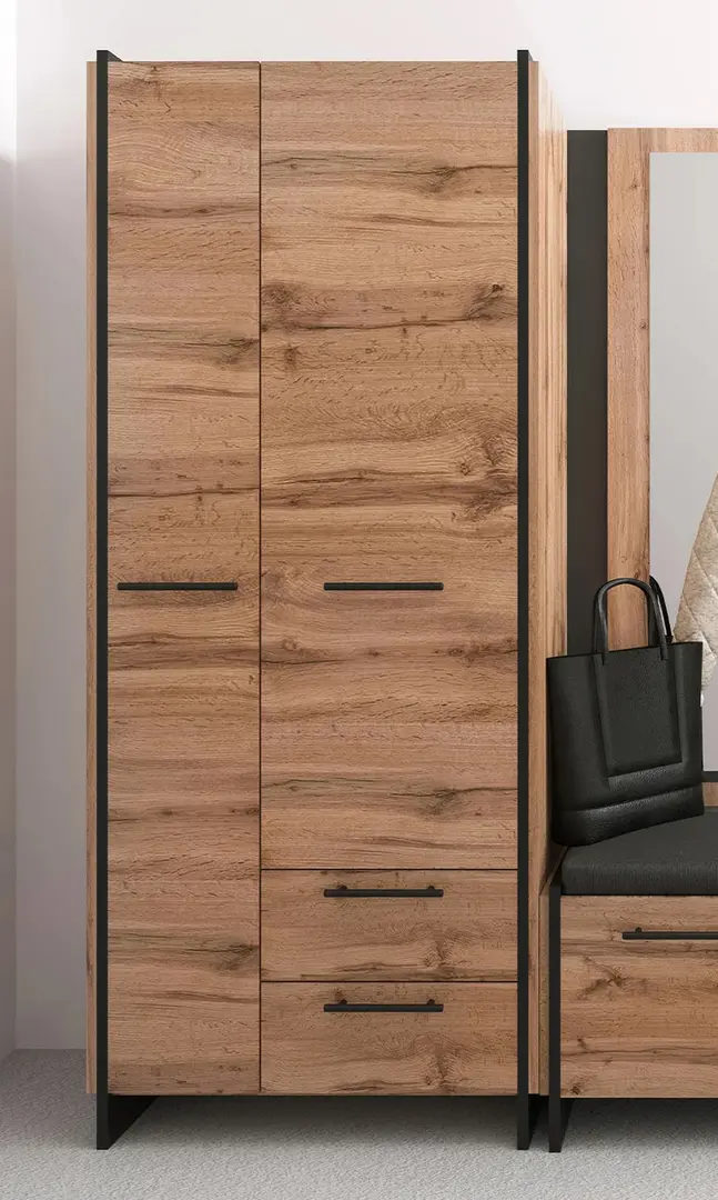 Шкаф Tempo Kondela Amoni 2D2S/45 (Wotan Oak/Black)