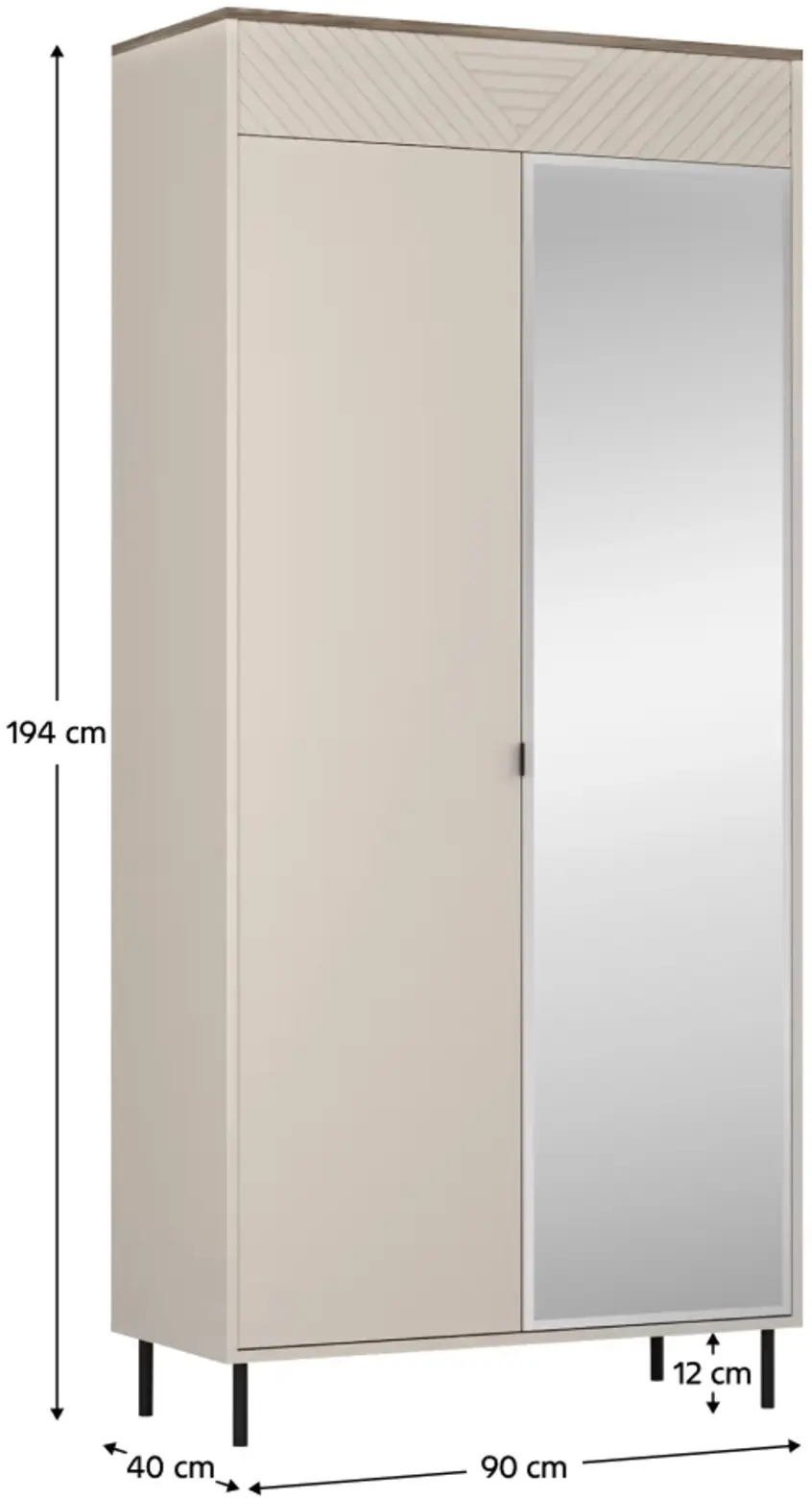 Шкаф Tempo Kondela Eyco 2D/40 (Cashmere/Castello Oak) - 4