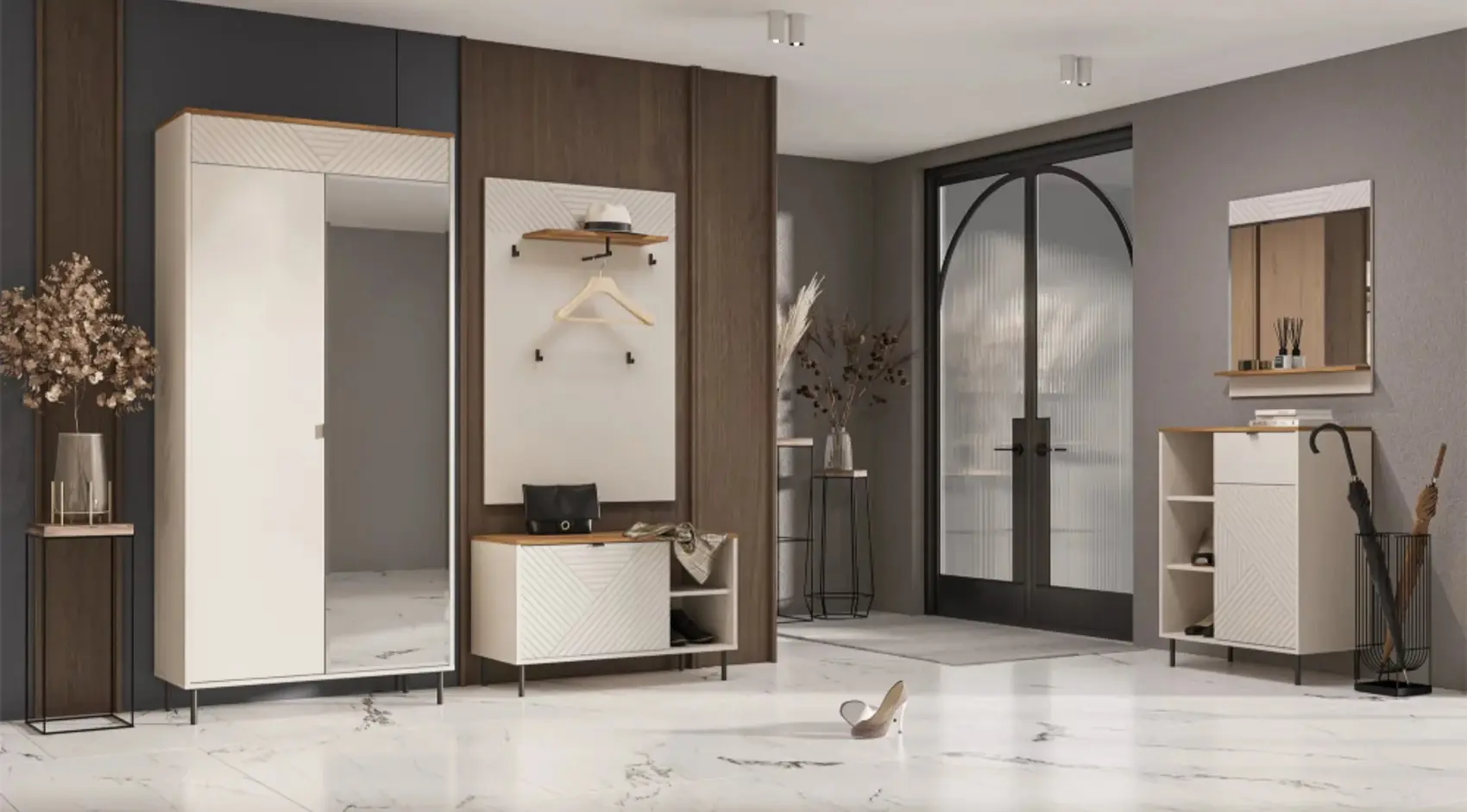 Шкаф Tempo Kondela Eyco 2D/40 (Cashmere/Castello Oak) - 5