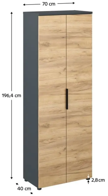 Шкаф Tempo Kondela Klaudius Tip 2 (Graphite/Artisan Oak)