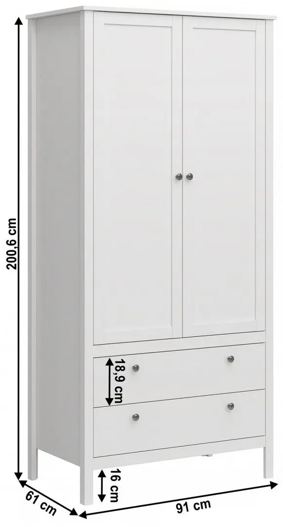 Шкаф Tempo Kondela Olje 2D2S (White)