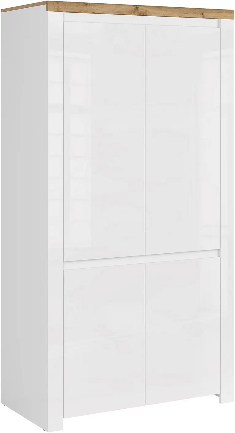Шкаф Tempo Kondela Vilgo 4D (Glossy White/Wotan Oak)