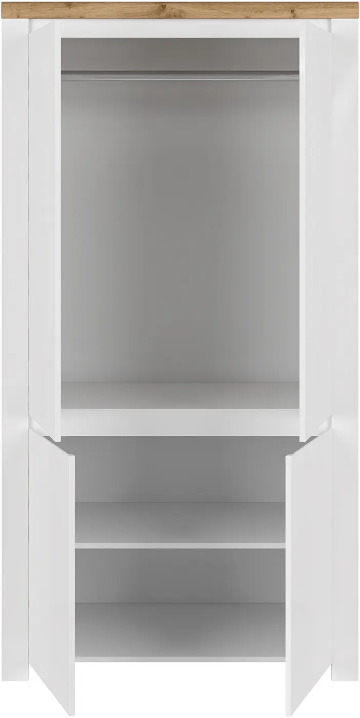 Шкаф Tempo Kondela Vilgo 4D (Glossy White/Wotan Oak)