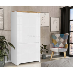 Dulap Tempo Kondela Vilgo 4D (Glossy White/Wotan Oak)