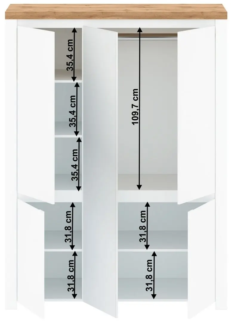 Dulap Tempo Kondela Vilgo 5D (White Gloss/Wotan Oak)