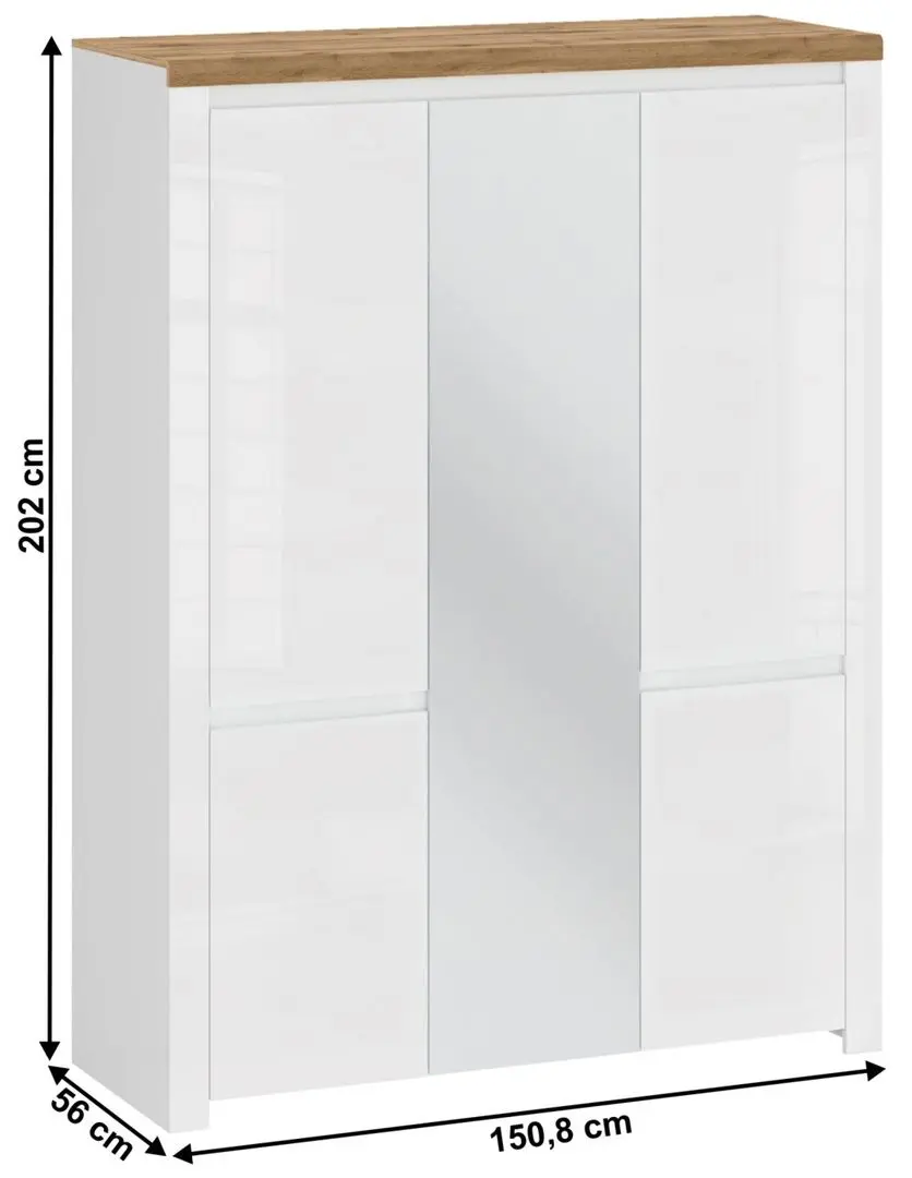 Dulap Tempo Kondela Vilgo 5D (White Gloss/Wotan Oak)