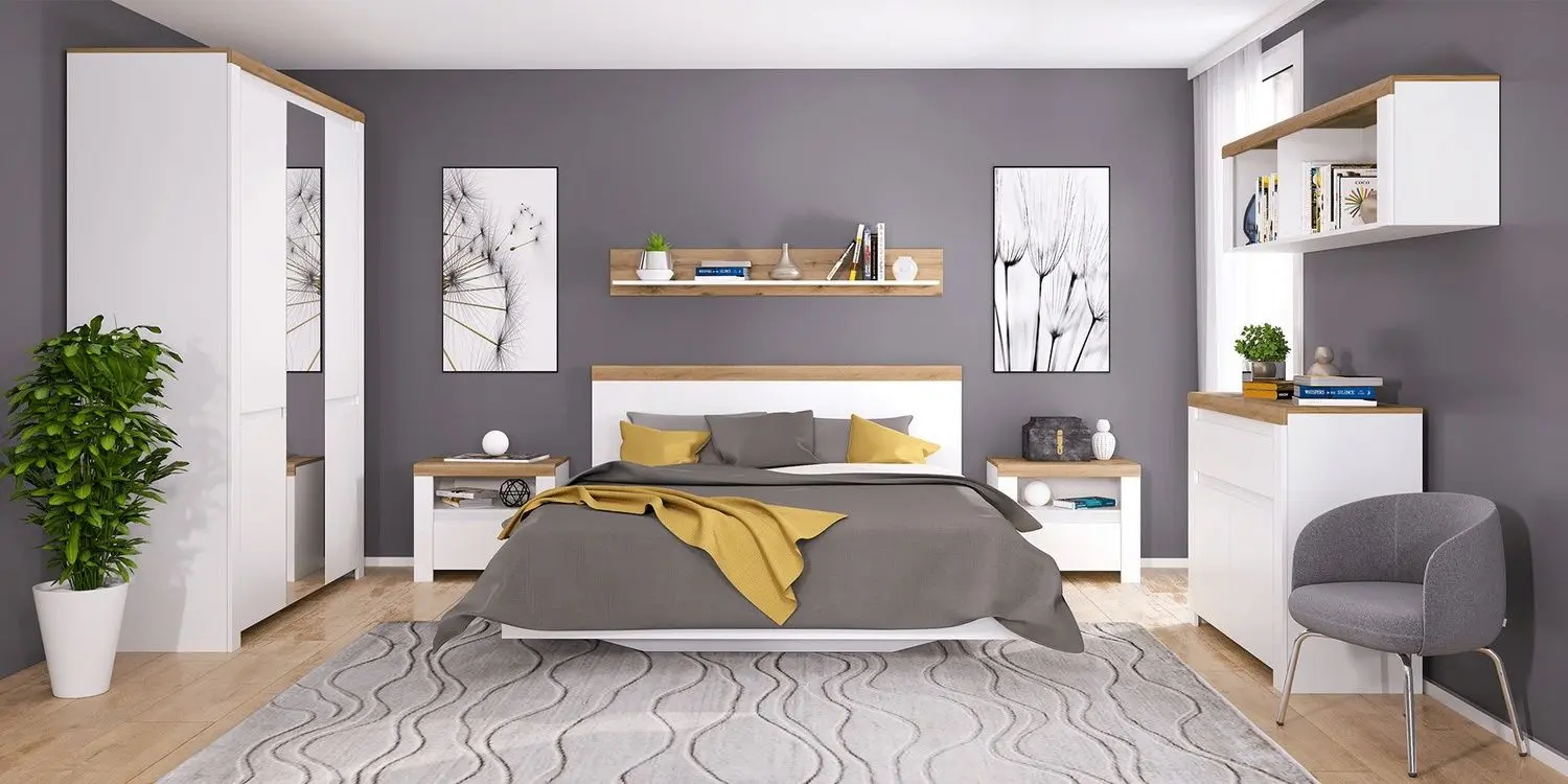 Dulap Tempo Kondela Vilgo 5D (White Gloss/Wotan Oak)