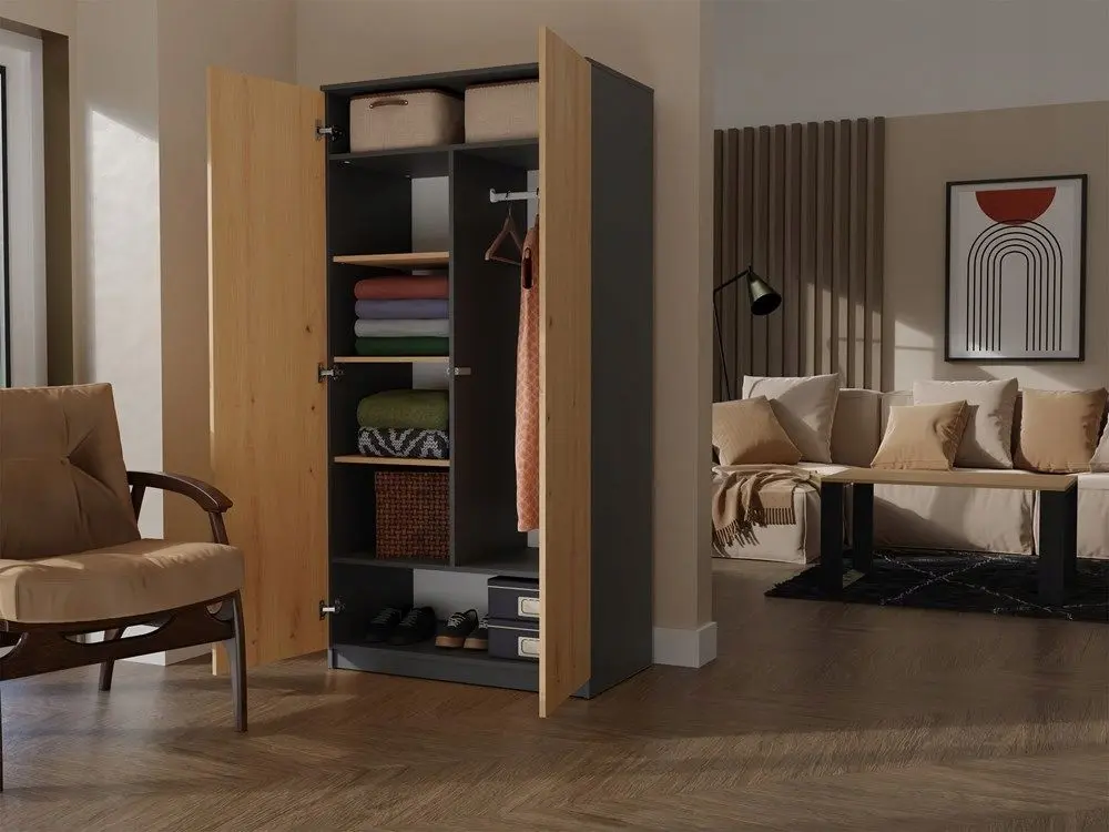 Шкаф TopEshop Malwa SD-90 (Anthracite/Artisan Oak)