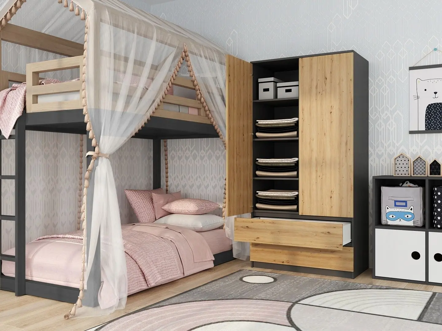 Dulap TopEshop Malwa SS-90 (Anthracite/Artisan Oak)