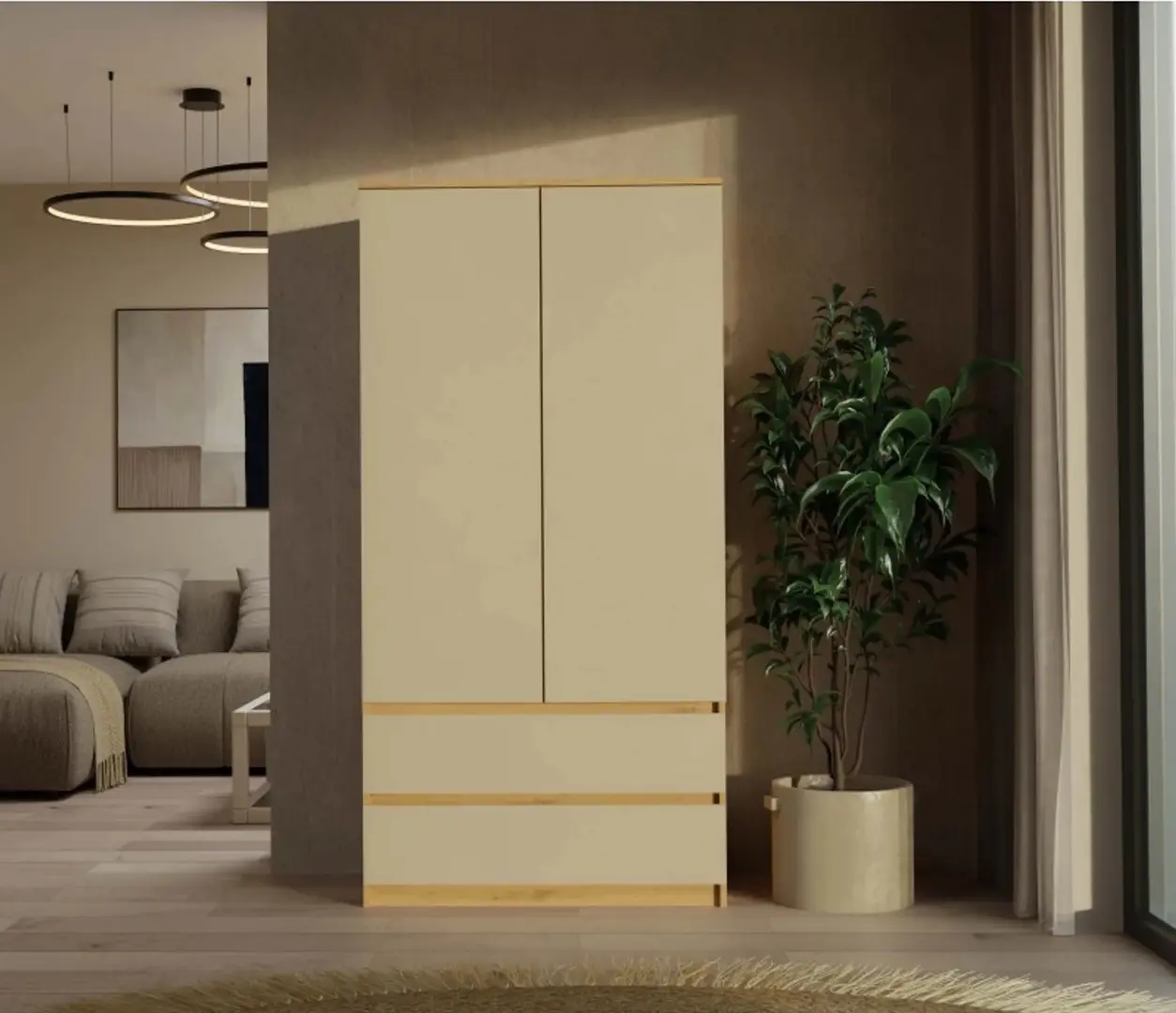 Dulap TopEshop Malwa SS-90 (Artisan Oak/Cashmere)