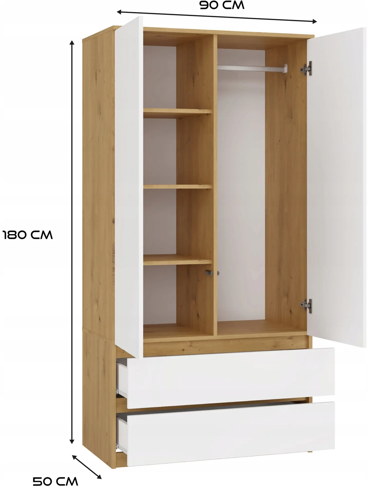 Dulap TopEshop Malwa SS-90 (Artisan Oak/White)