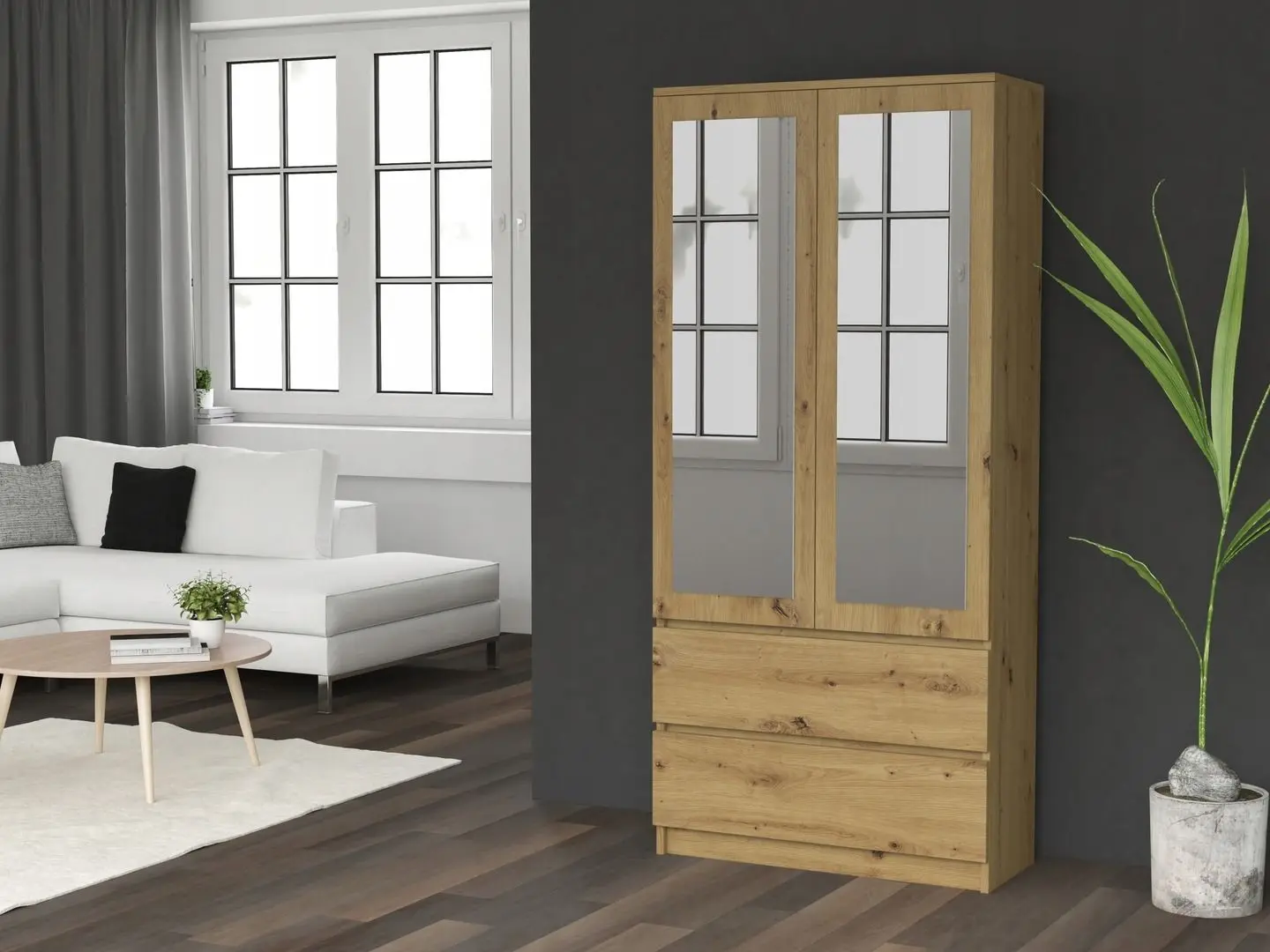 Шкаф TopEshop Malwa SS-90 с зеркалом (Artisan Oak)