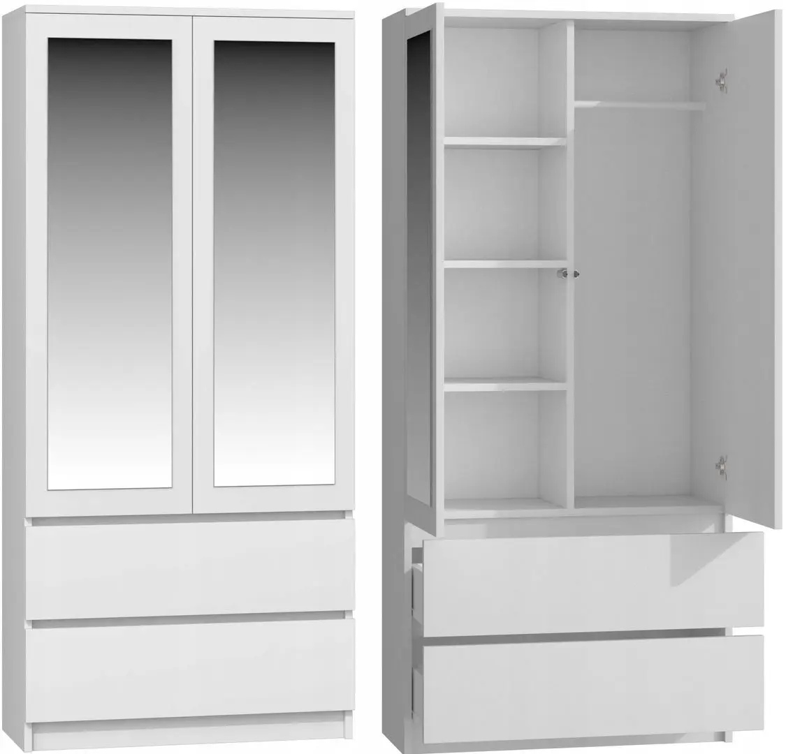 Dulap TopEshop Malwa SS-90 cu oglinda (White Matt)