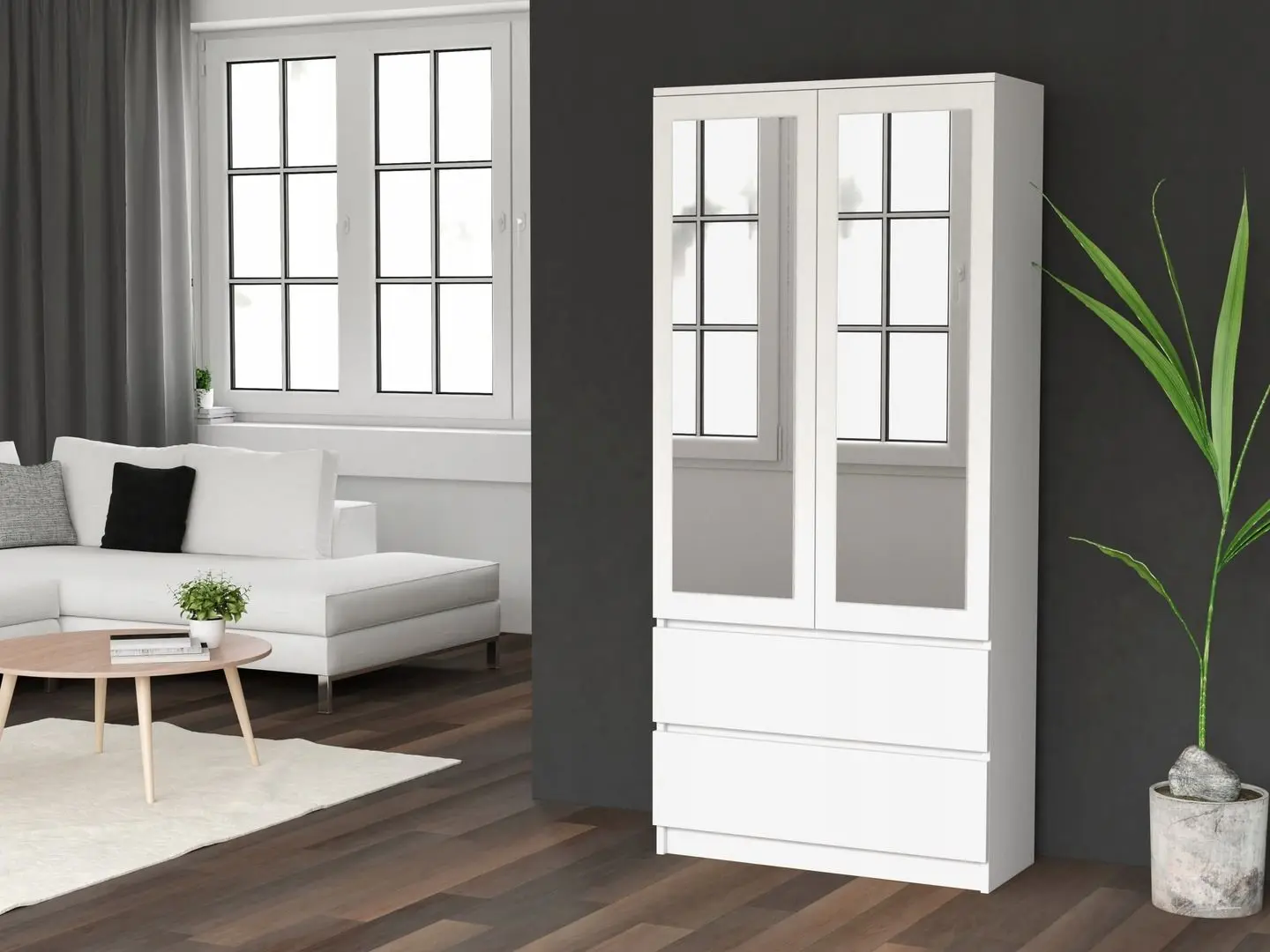 Dulap TopEshop Malwa SS-90 cu oglinda (White Matt)