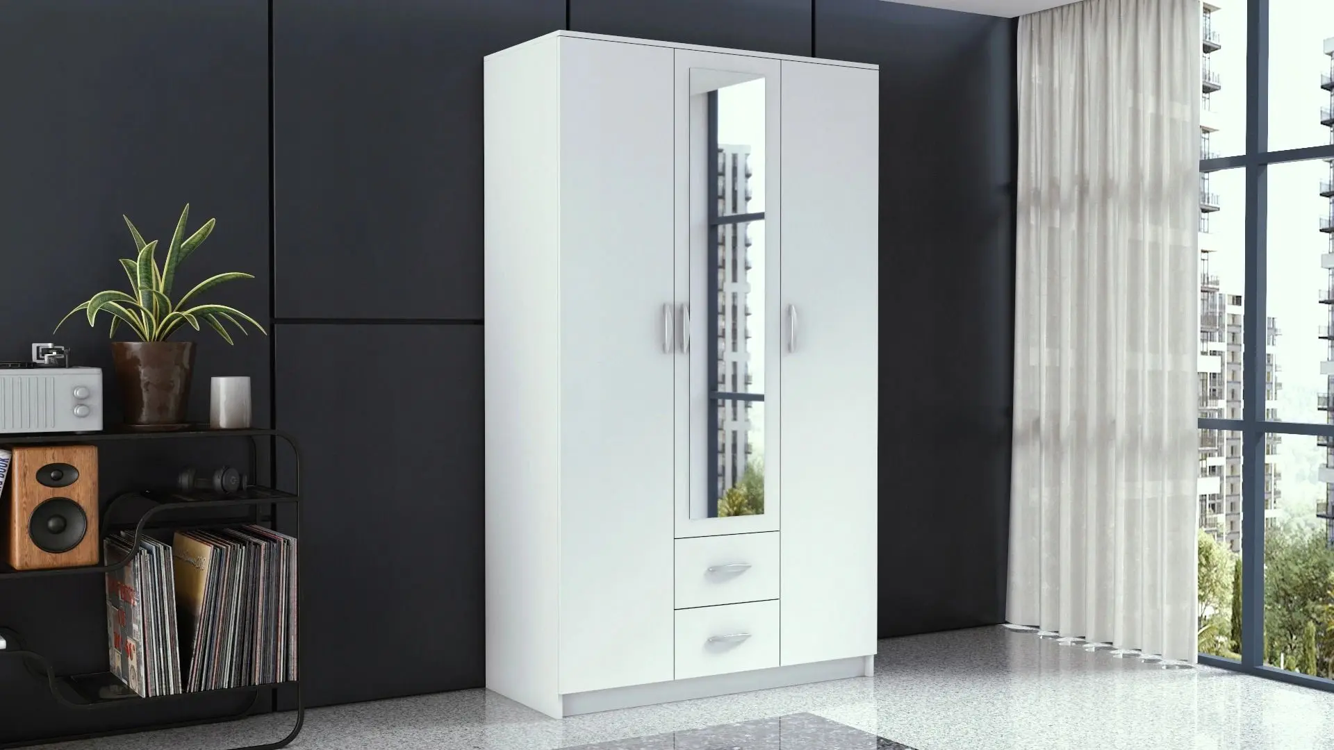 Dulap TopEshop Romana 120 cu oglinda (White)