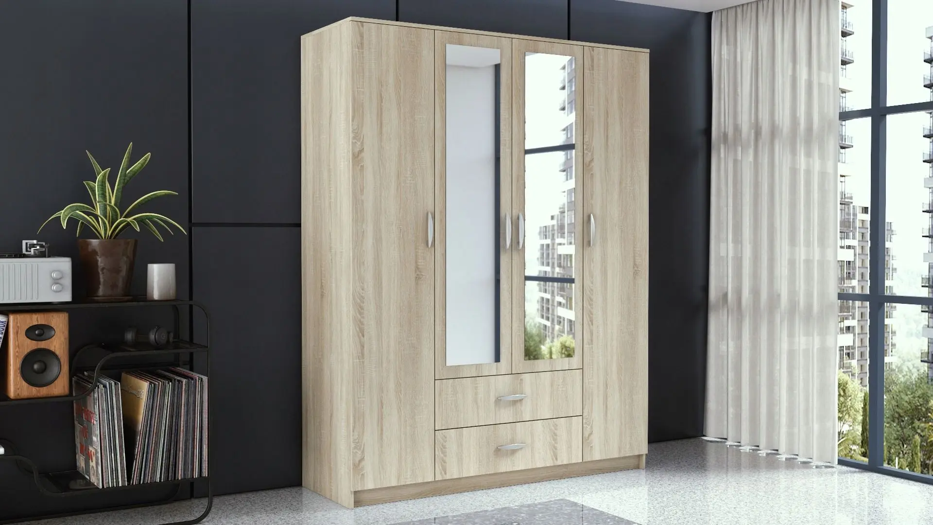 Dulap TopEshop Romana 160 cu oglinda (Sonoma Oak)